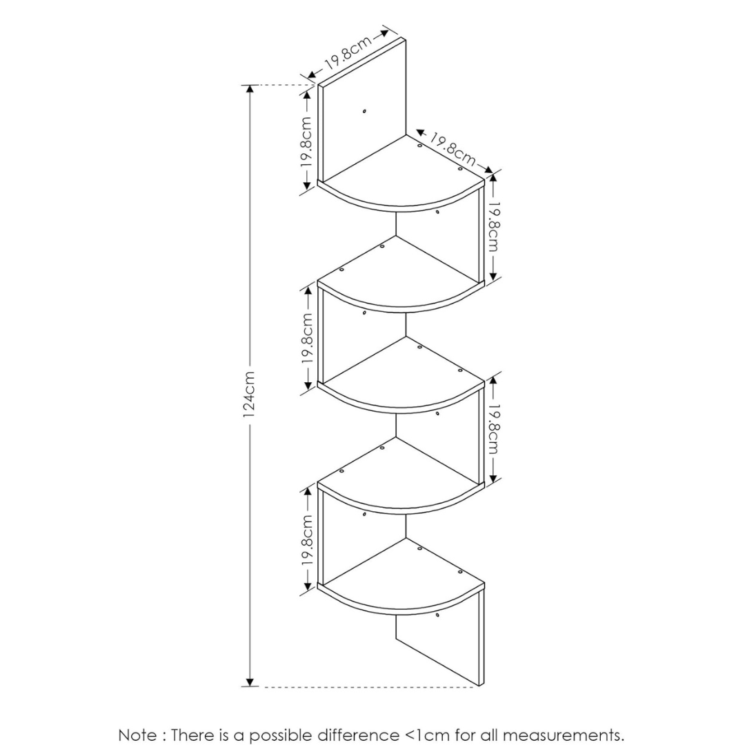 Stowly™- Wall Mount Floating Corner Shelf, 5-Tier Radial