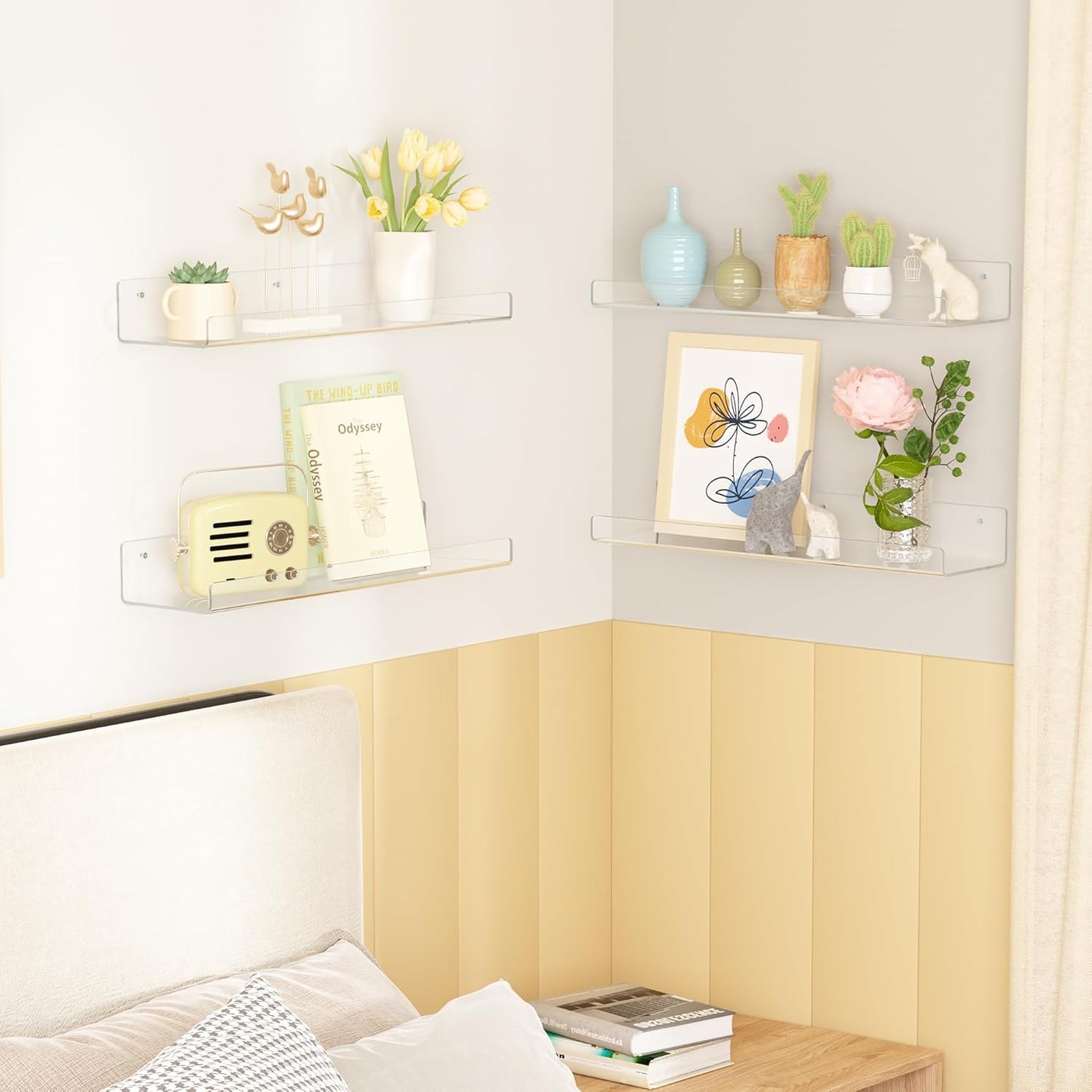 Stowly™-4 Pack Acrylic Shelves for Wall Storage