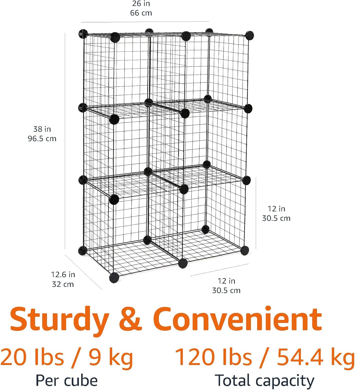 Stowly™-6-Cube Wire Grid Stackable Storage Shelves