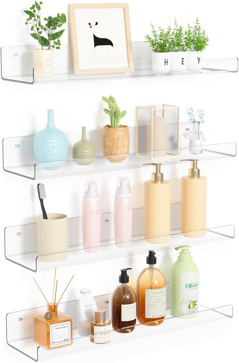 Stowly™-4 Pack Acrylic Shelves for Wall Storage